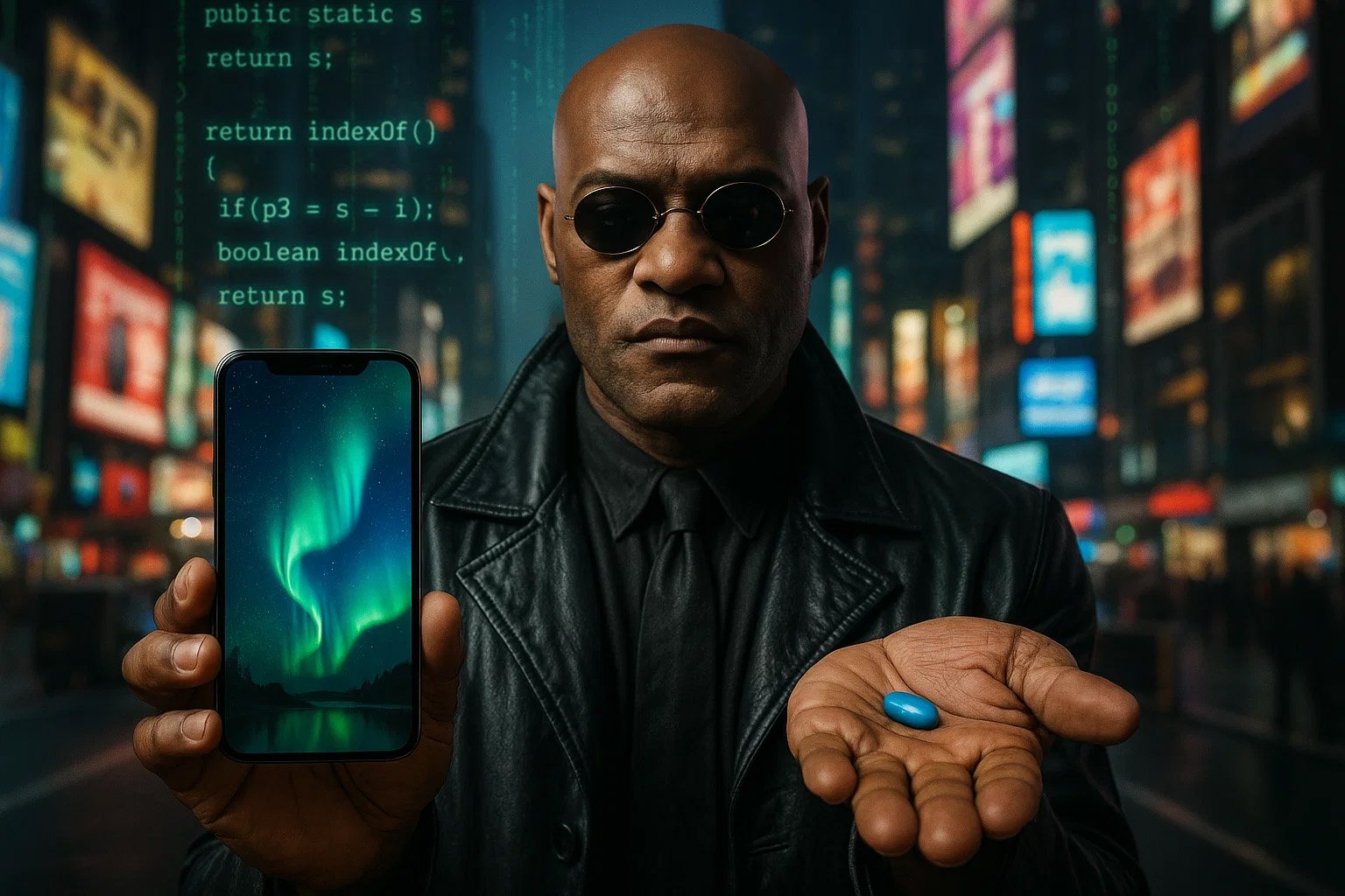 Morpheus type presenting the Lesaruss Pill Morpheus type presenting the Lesaruss Pill