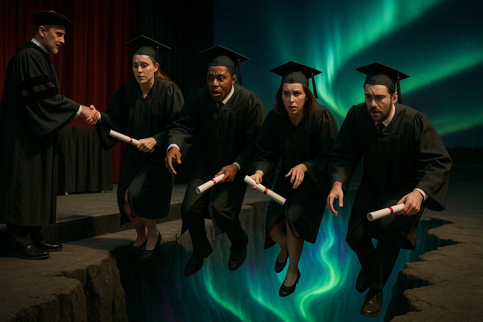 Students falling into an abyss of uncertainty Students falling into an abyss of uncertainty